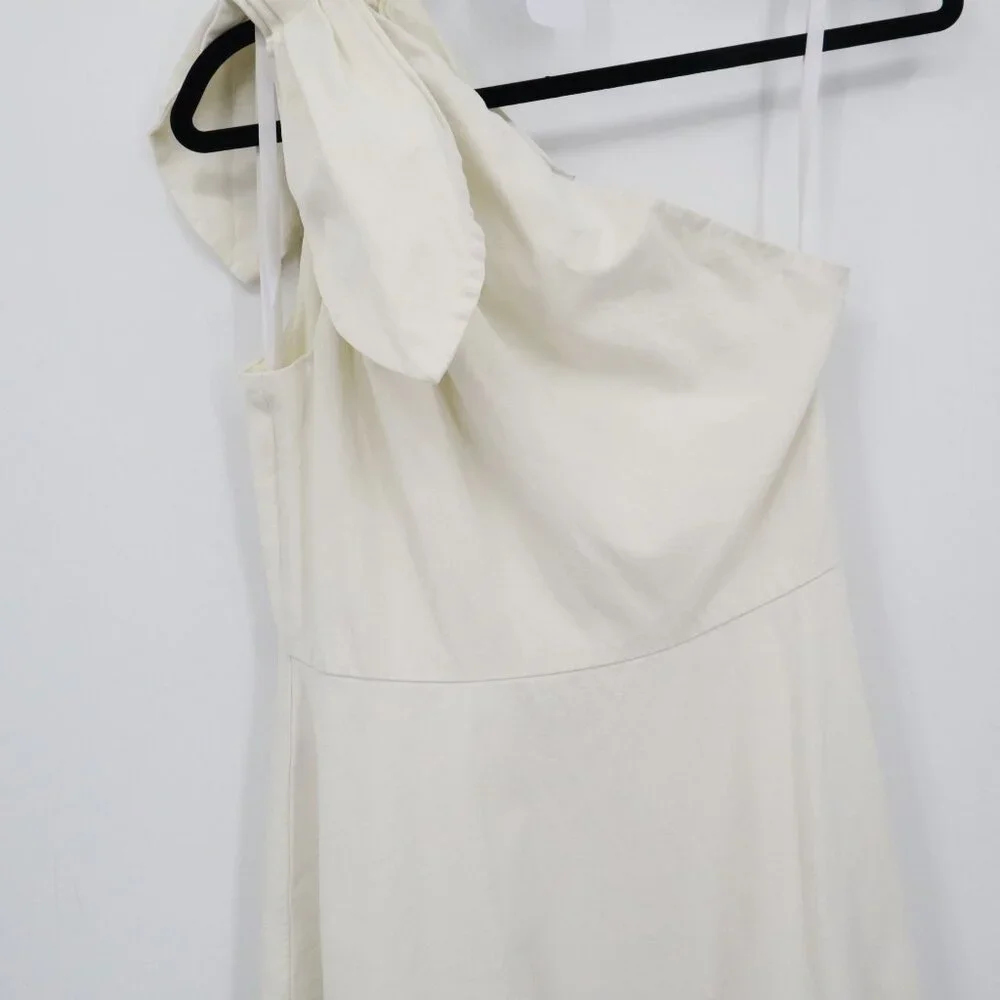 Kate Spade Twill One Shoulder Dress Womens 4 Ivory Coastal Cottagecore Boho Twee